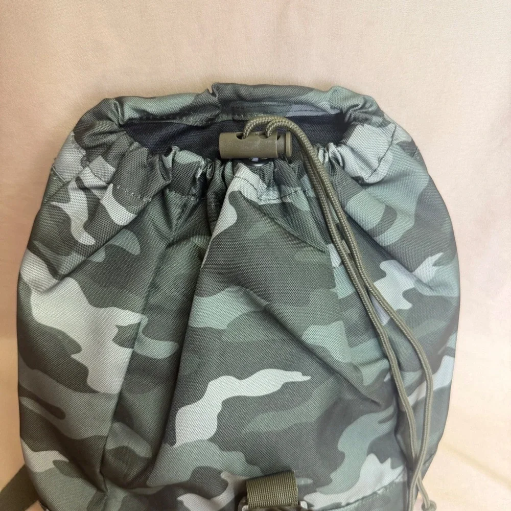 Victoria's Secret PINK Mini Backpack Green Camo Canvas Drawstring Buckle Bag